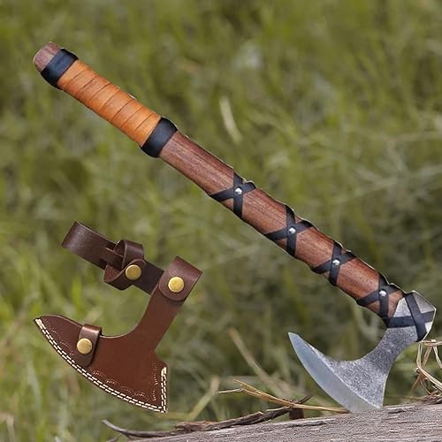 Miniatura 3 de Hacha vikinga de Ragnar Lothbrok Hacha de caza de acero de alto carbono forjado a mano hoja afilada eje de hacha vikingo barbudo mango de palisandro