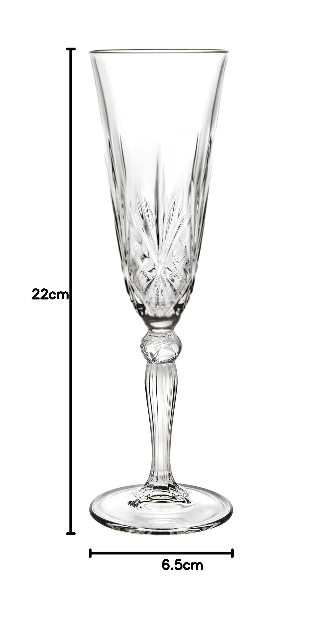 RCR 25600020006 Melodia Luxion Crystal Lot de 6 Verres à Champagne, Flûtes à Champagne en Cristal, 160 ml, Compatibles Lave-Vaisselle, Verres de Boissons pour la Maison, Les Restaurants, Les Fêtes