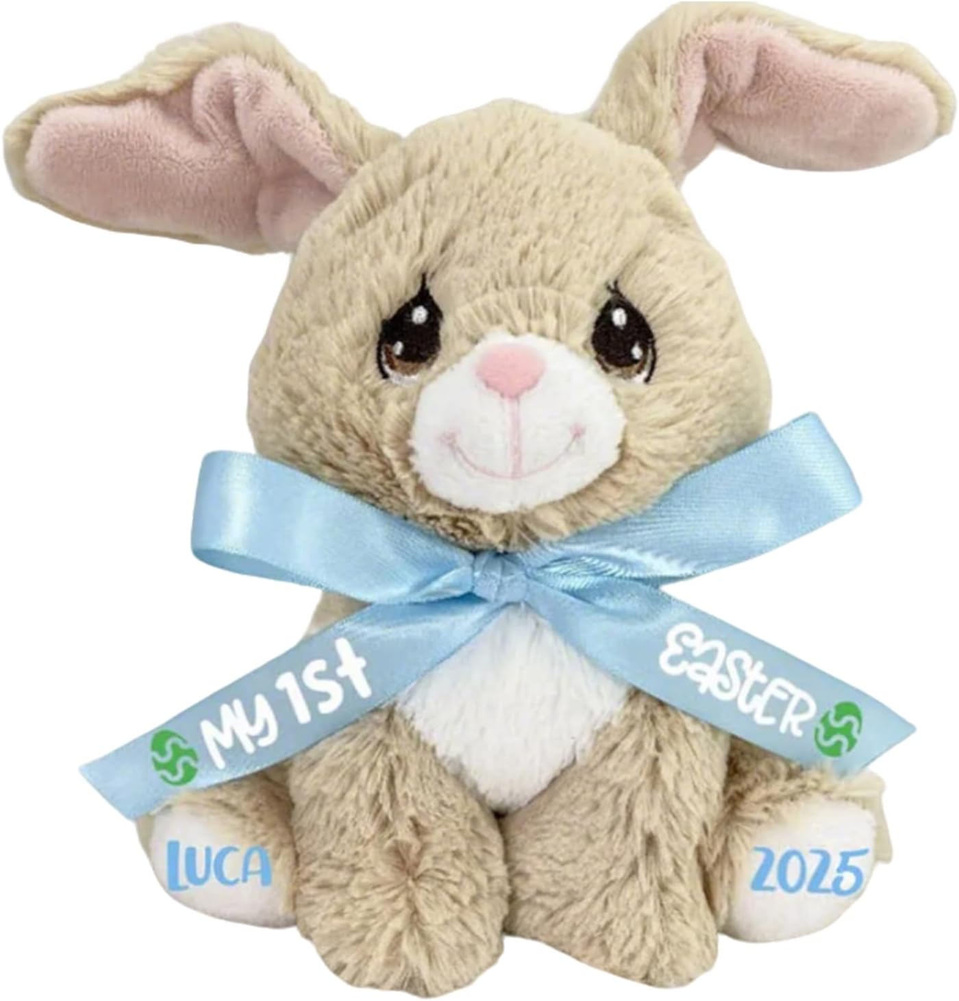 Personalized Bunny Rabbit Stuffed Animal Plush, Customized Your Name Easter Gift, Vinyl embroidery Bunny Rabbit Plush Toy Gift (Style 1) (Style E)