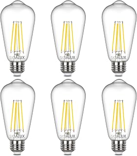 Sigalux Edison Bulbs, E26 LED Bulb ST58 Filament Clear Non-Dimmable Vintage Light Bulbs 60W Equivalent 700LM Daylight White 5000K 15, 000hrs 6 Pack