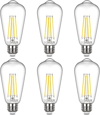 Sigalux Edison Bulbs, E26 LED Bulb ST58 Filament Clear Non-Dimmable Vintage Light Bulbs 60W Equivalent Daylight White 5000...