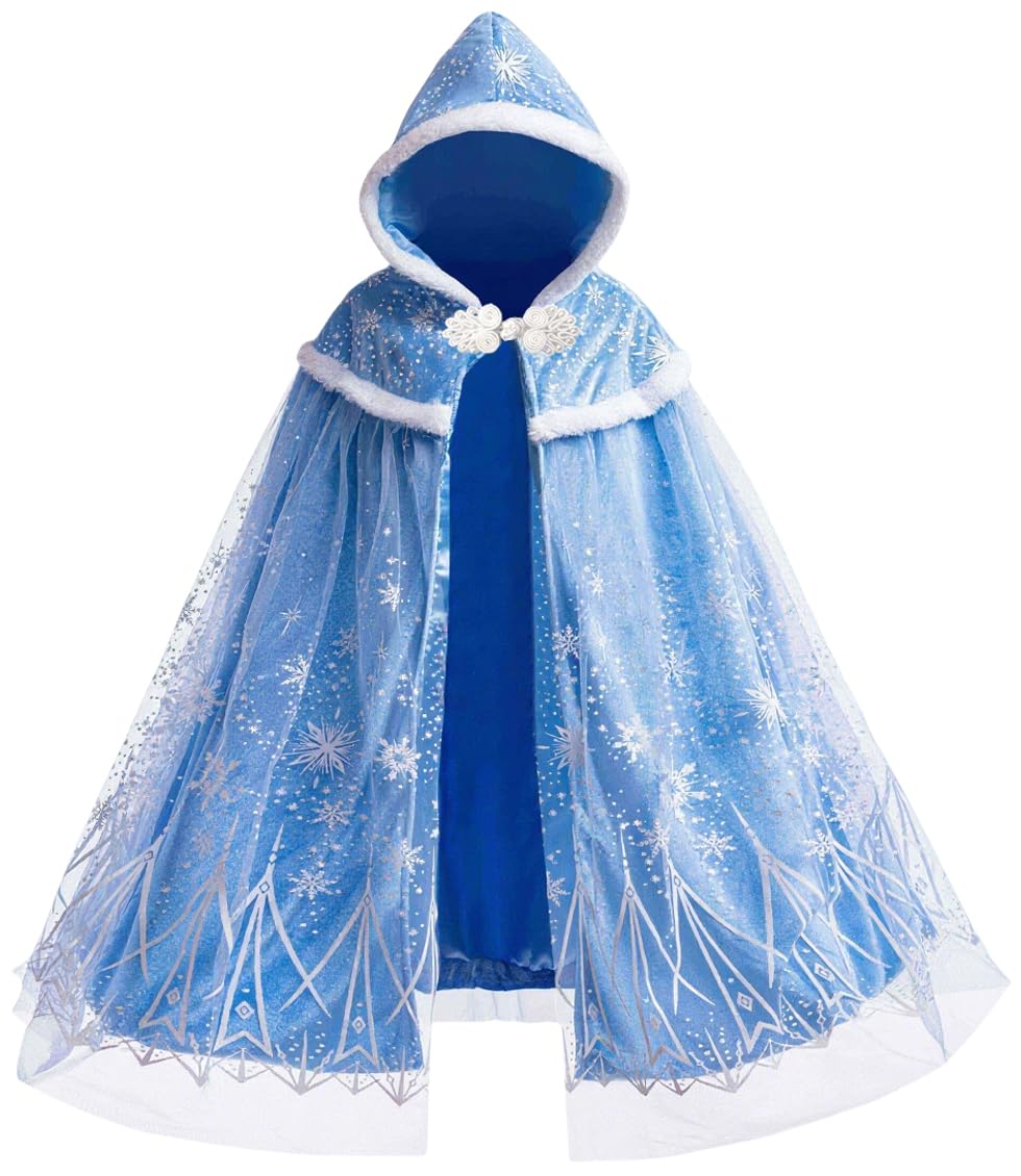 Hulaha Girls Luxurious Elsa Anna Velvet Hoode Cape Kids Princess Dress up Cloak Girls Velvet Fancy Cloak