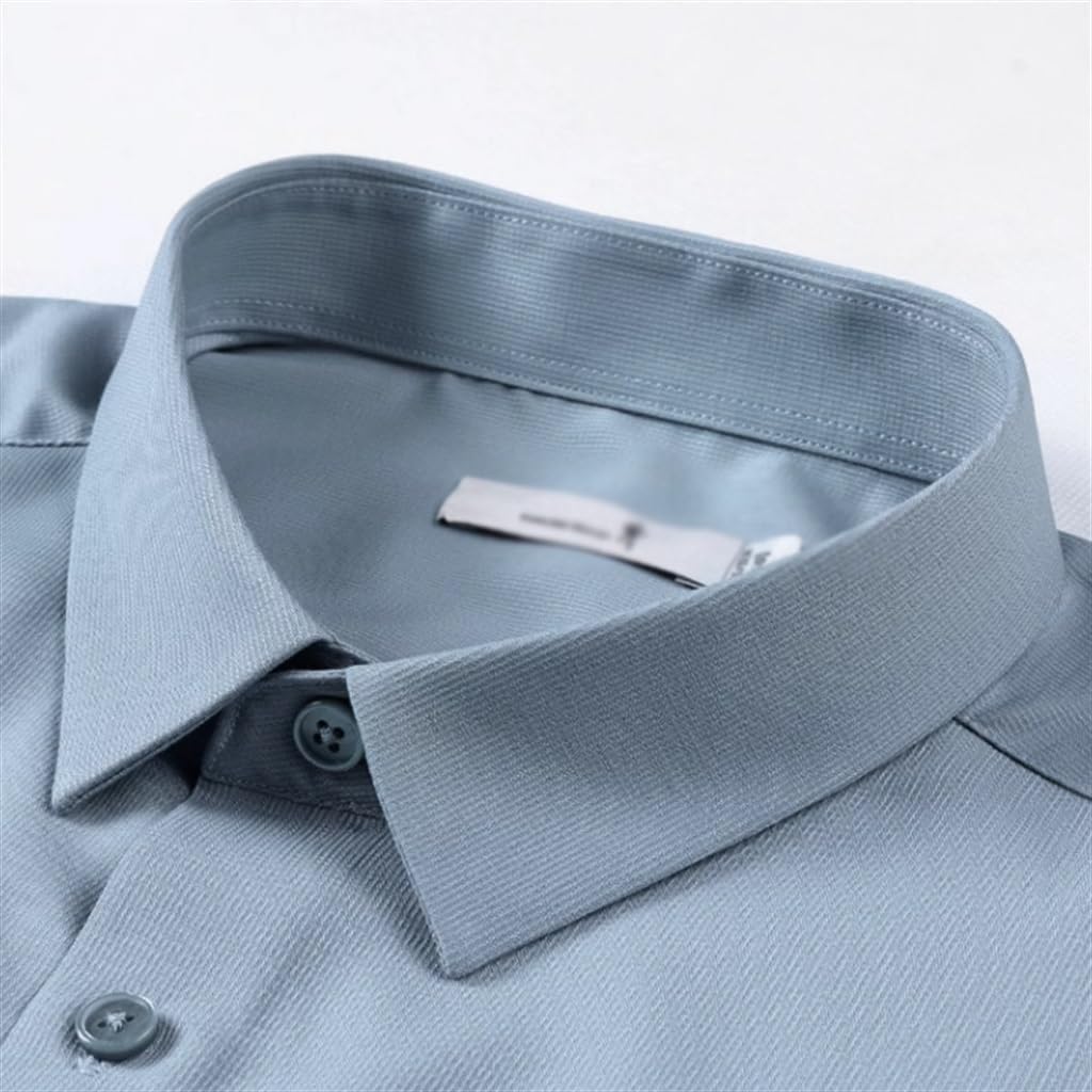 Men's Lapel Long-Sleeved Shirt Men's Fall Models Business Monochrome Shirt