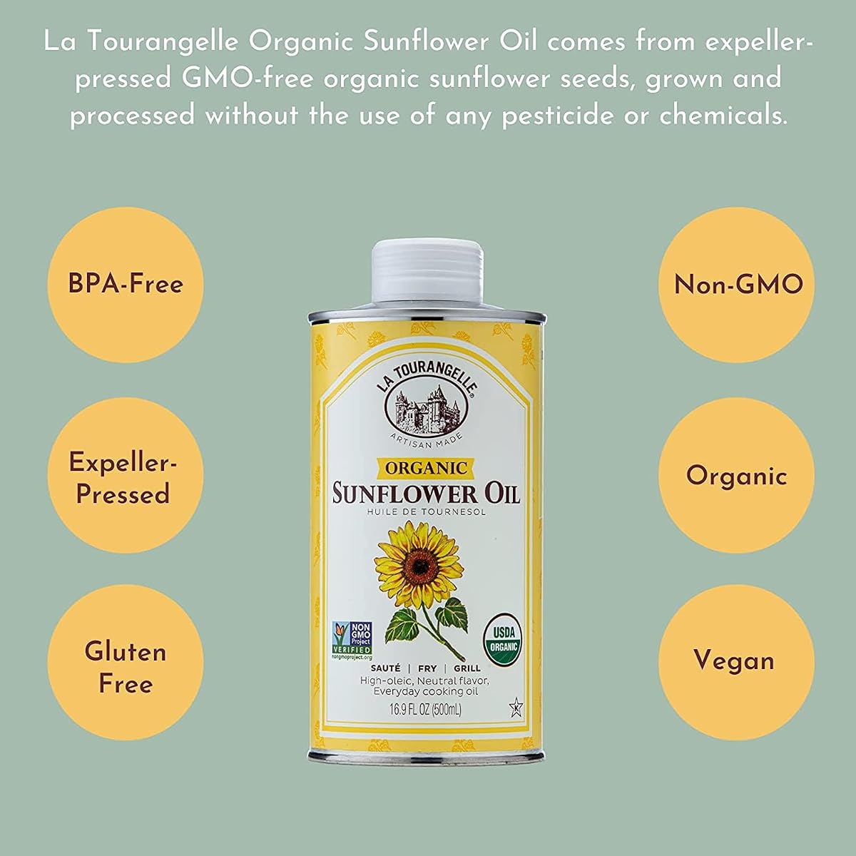Organic Cold-Pressed Sunflower Oil (6-Bottle Pantry Bundle) view 4