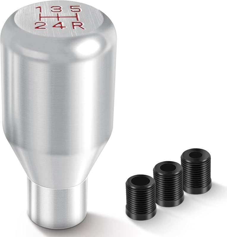 DREAMIZER Sebességváltó Gomb 5 Fokozatú Univerzális Alumínium Váltókar Gomb 3 Adapterrel 8mm 10mm 12mm Ezüst