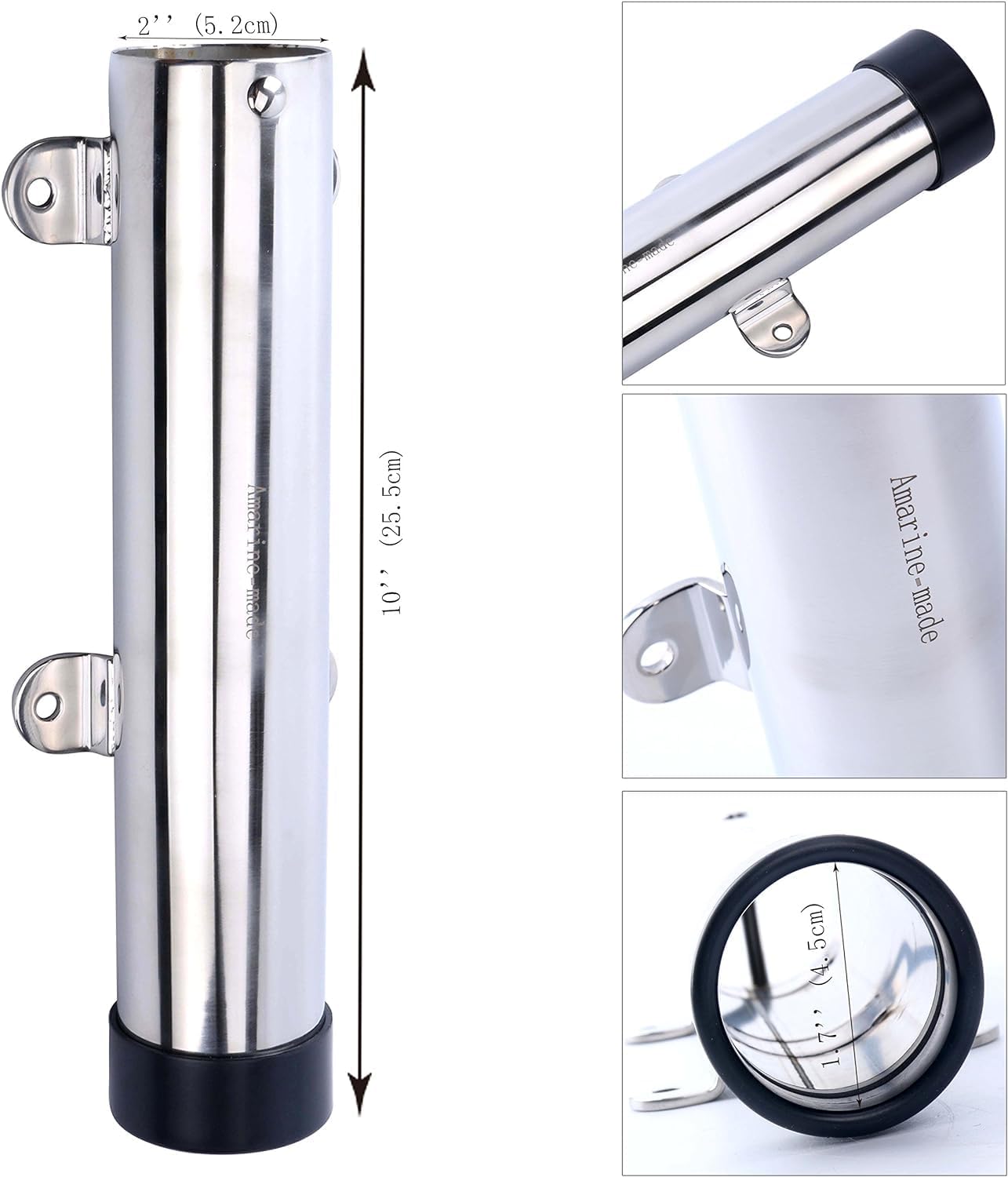 Amarine Made 4Pcs Boat Fishing Rod Holder, Stainless Steel Fishing Pole Holder, Side / Transom Mounted Rod Holders with Weld Brackets, Suitable for Kayak – 7643sh1