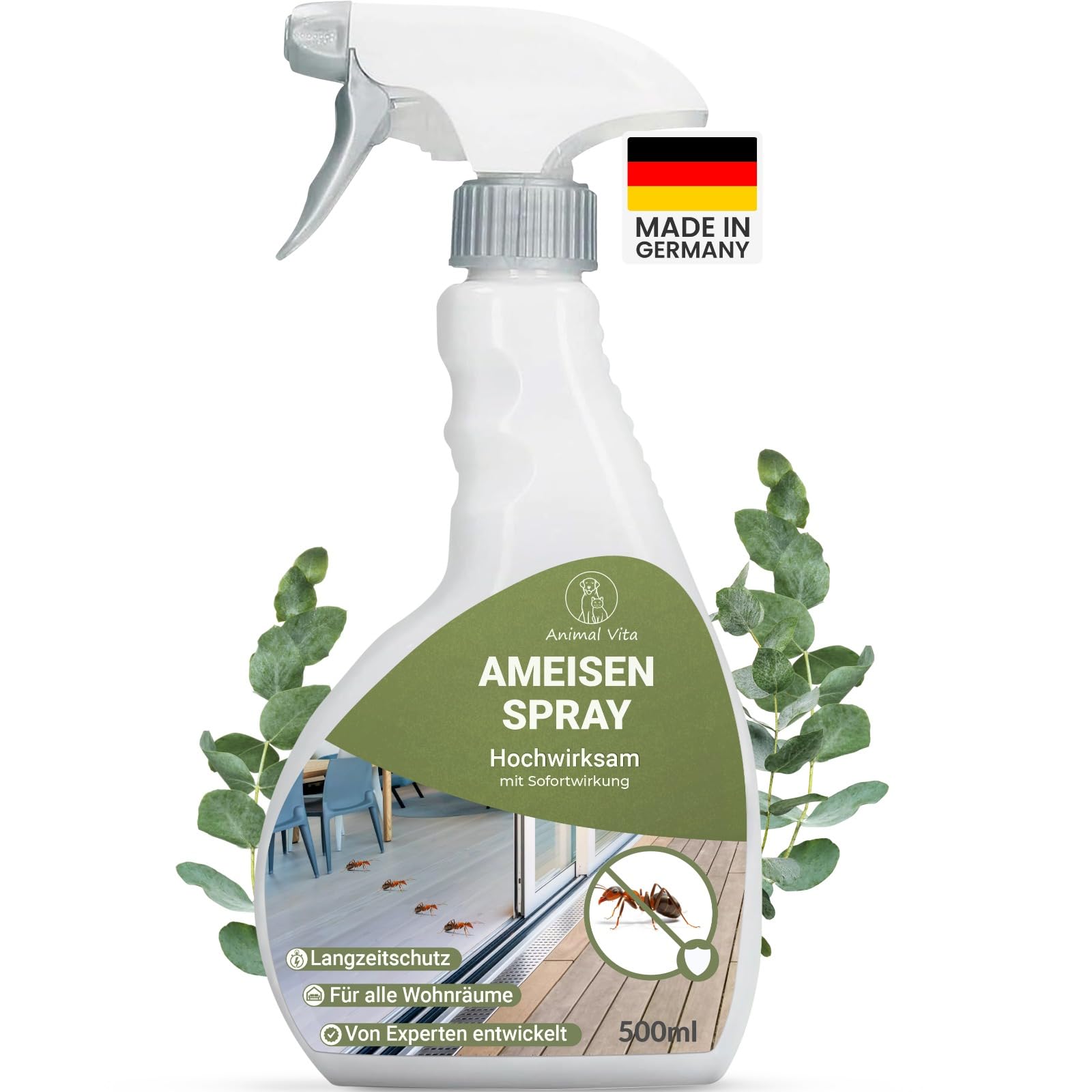 Ameisenspray 500 ml - Hochwirksames Anti Ameisen Spray - Mittel gegen Ameisen mit Sofortwirkung für Innen & Außen, Laborgeprüft und zuverlässig