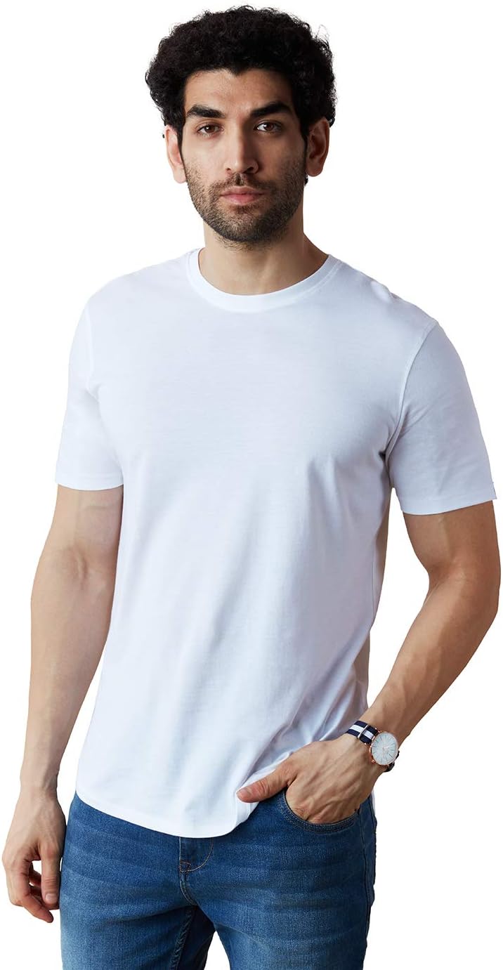The Souled StoreSupima Mens and Boys Solid Cotton Drop Cut T-Shirts White
