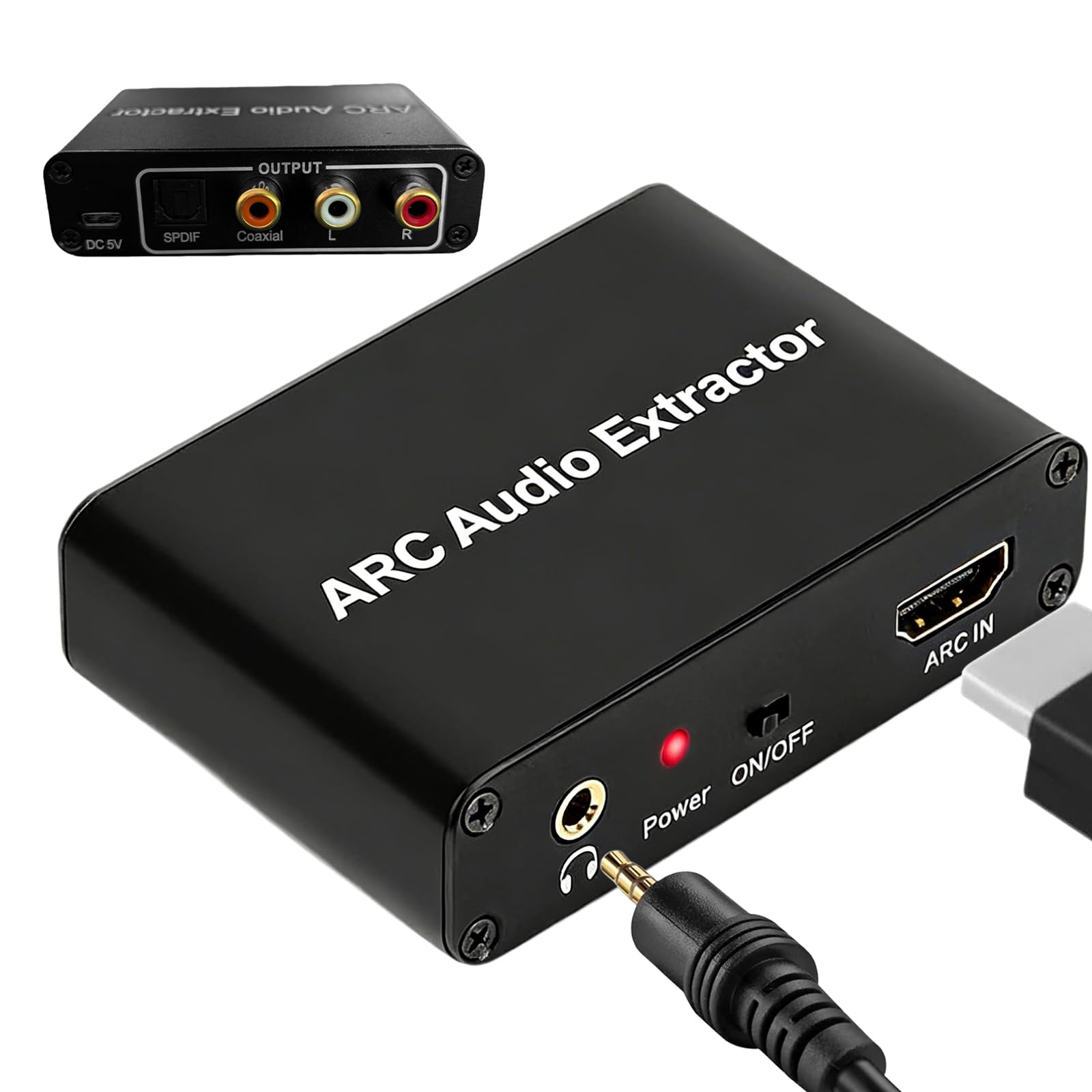 Adattatore HDMI ARC 192 kHz estrattore audio lega alluminio chip HDMIARC importato convertitore DAC per soundbar