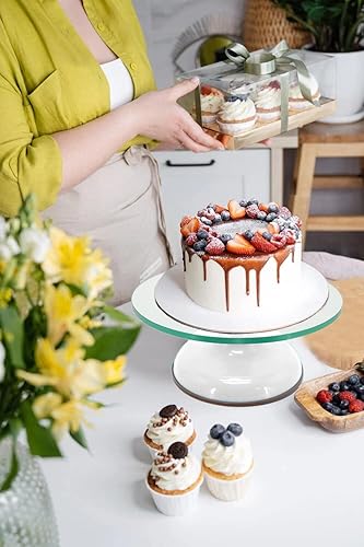 Miniatura 5 de Distlety 12 Inches Cake Turntable, Cake Turntable Rotating Cake Decorating, Ultra Quiet Glass Turntable Cake Stand with White Sturdy Base