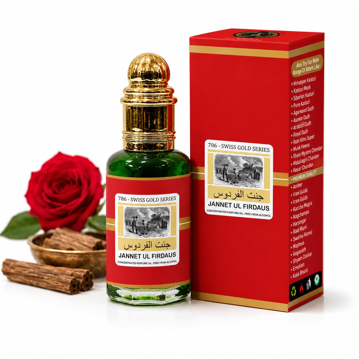 INDRA SUGANDH BHANDAR Luxury Attar For Men Jannat E Firdaus Firdos 12ml Rollon Attar Box Swiss Gold ittar/itra/itar Long Lasting Attar 100% Alcohol Free Pack-image-19
