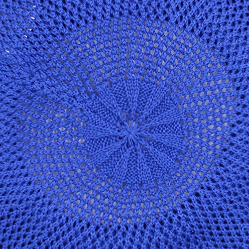 Mingseecess Women’s Woven French Beret Beanie Hats Artist Crochet Knit Beret Painters Cap Blue #TOP5