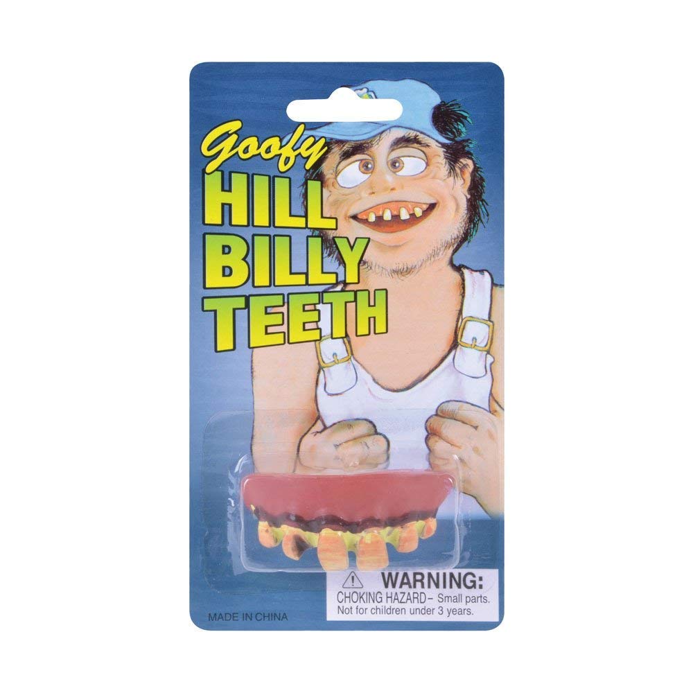 3 x Hill Billy Teeth, Yellow/Brown/Pink, One Size