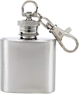Stainless Steel Key Chain Ring Mini Drinking Flask 1oz