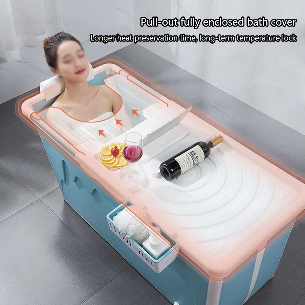 FAXIOAWA Bañera Plegable Rectangular Independiente Antideslizante para Adultos, fácil de almacenar, Resistente a Altas temperaturas