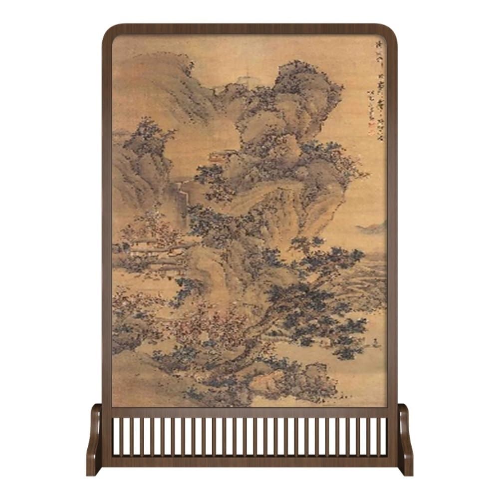 Privacy Screen Retro Floor-standing Screen Partition, Living Room Entrance Decoration Background Wall, Tea Landscape Floor Room Divider