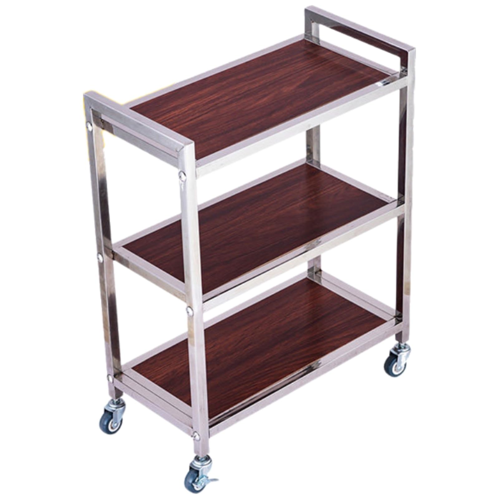 Carrello Multiuso su Ruote, Carrello da Cucina/Bar in Metallo con 3 Ripiani, Carrello Mobile per Servizio Alimentare con Maniglia e Ruote per casa, dispensa, Ristorante