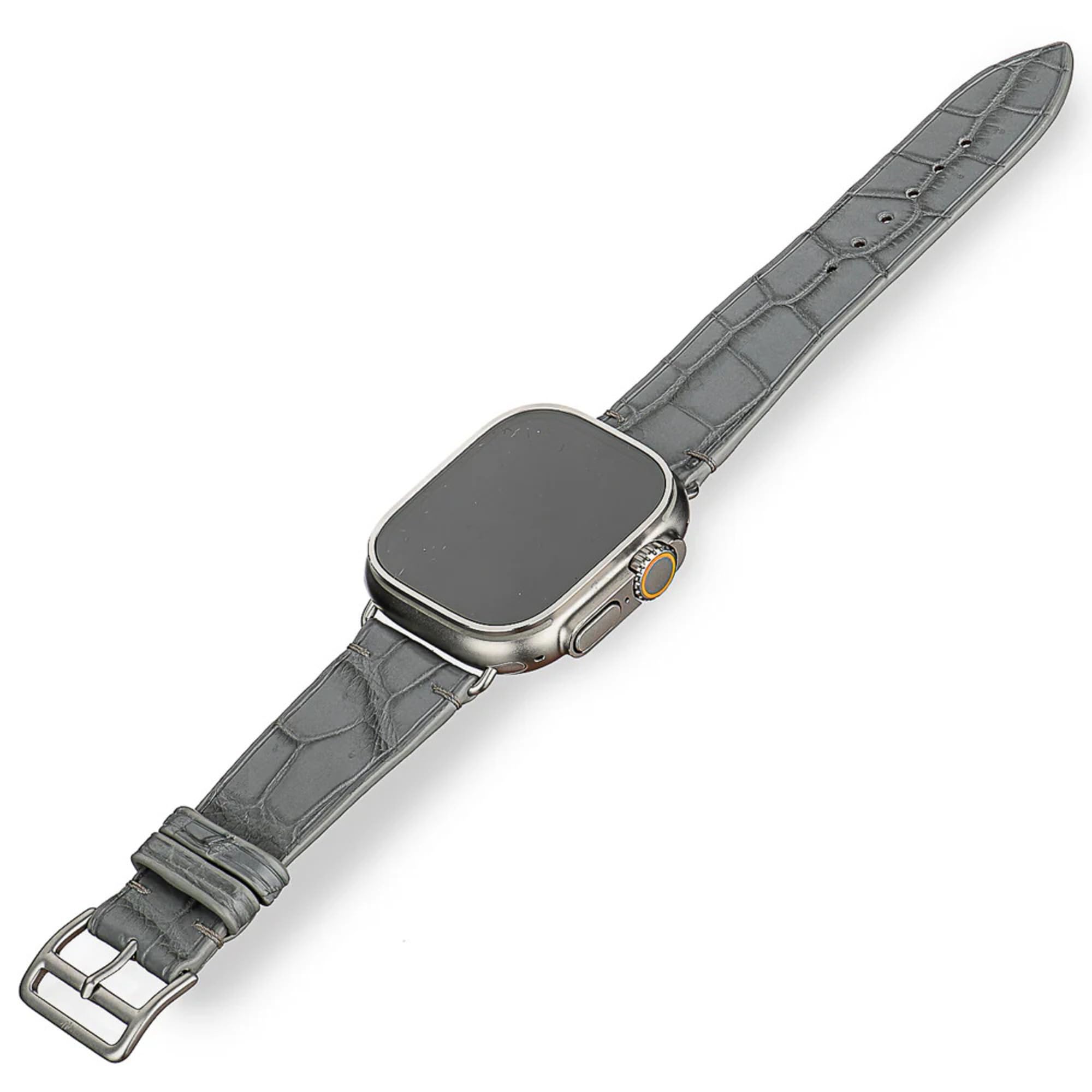 Handcrafted Alligator Leather Watch Straps – Unique Grain, Genuine Leather Bands for Apple Watch Series 1-9 & SE – Premium Accessories for 38-49mm Models (Apple Watch 42mm, Wolf Gray)