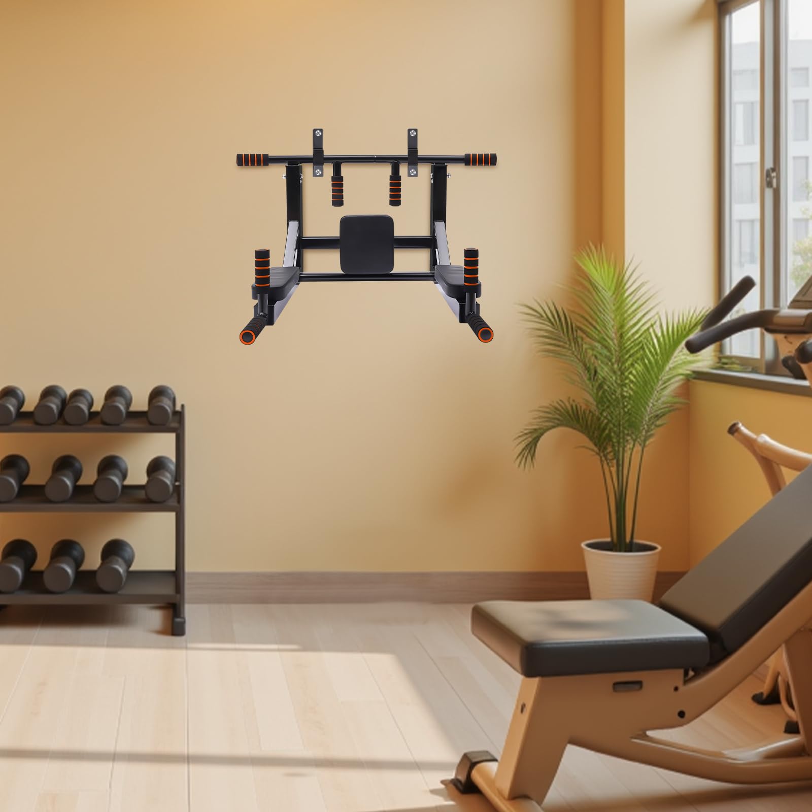 Barra per trazioni da parete, barra da allenamento multifunzionale per interni, stazione di allenamento per palestra a casa, con gancio per borse pesanti, pesi da allenamento