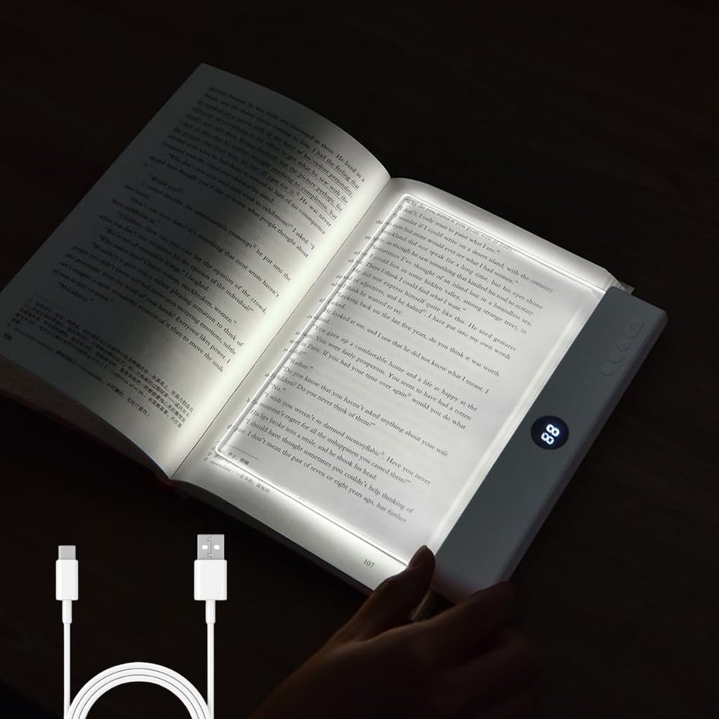 ELEPHANTBOAT® BrightLume 3-Color LED Book Light for Night Reading, Rechargeable USB Cordless Reading Light for Book with LCD Power Display Screen and Energy-Saving Timer Function for Bedtime-image-4