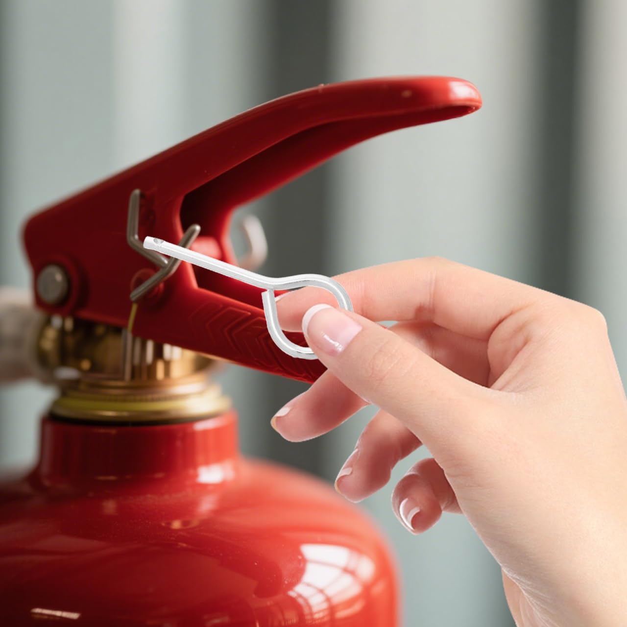 HOMSFOU 100 Pcs Fire Extinguisher Pull Pins Stainless Steel Safety Lock Pins for Industrial Fire Extinguishers Replacement Set