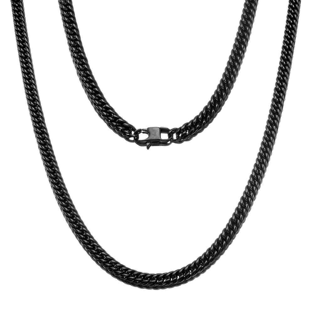 Jewelry Kingdom 1 Black Cuban Necklace for Men and Women 8MM 13MM 16MM Stainless Steel Miami Curb Link Chain Choker 18 to 30inch