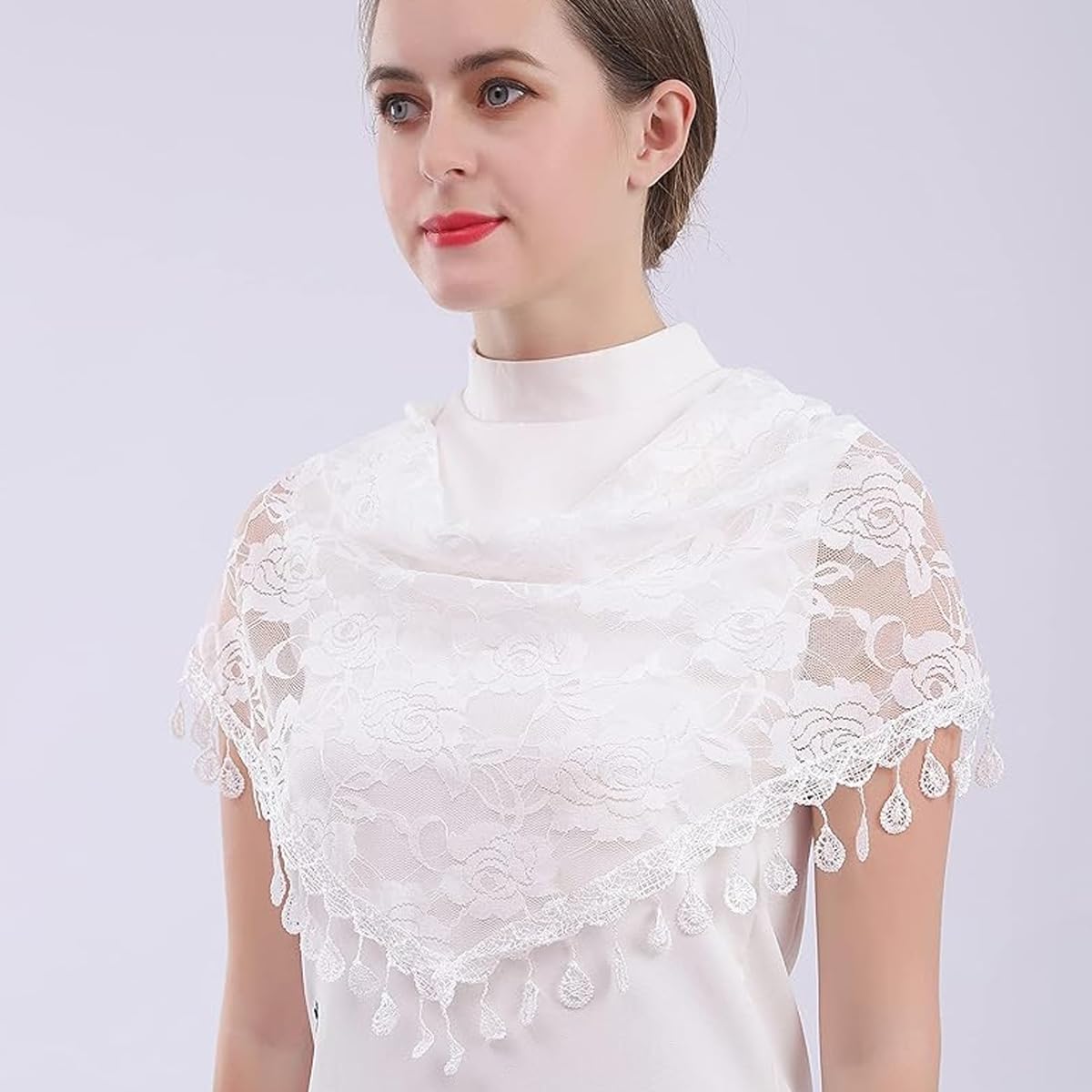 PALAY White Scarf for Women, Church Veil Lace Mantilla Head Covering 3