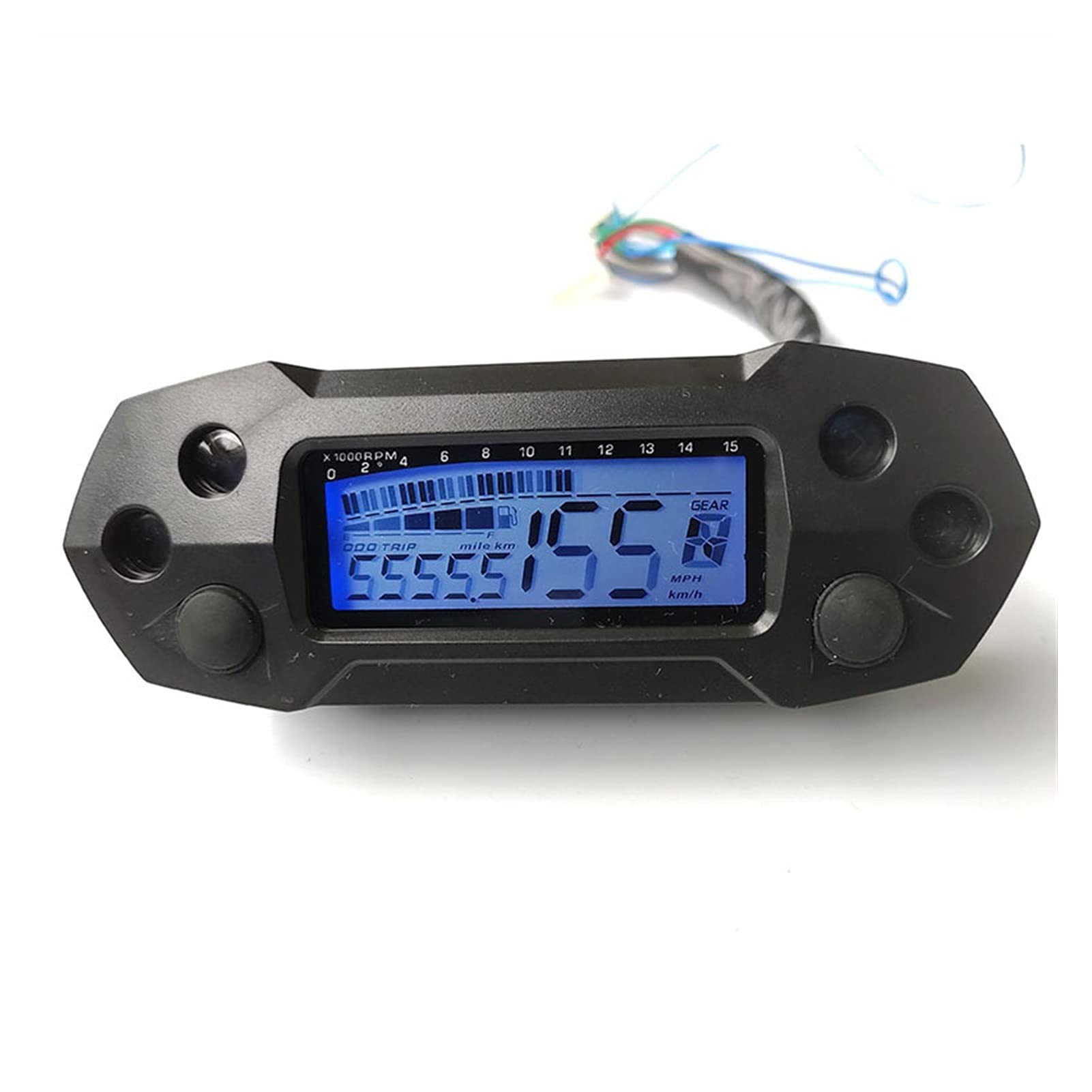 Universal para 1,2,4 Cilindros 1500. 0RPM Motocicleta LCD Speedómetro Digital Electric Mini Mini Ajustable Speed ​​Meter Doodometer (Color : with Sensor)