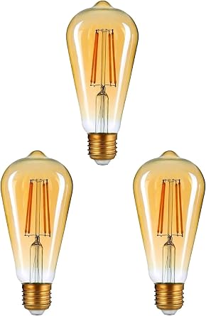 Armut Tipi Edison Model Filament Tasarruflu St64 Led Rustik Dekoratif Ampul Vintage Aydınlatma (3, 6 Watt st64) [Enerji Sınıfı G]