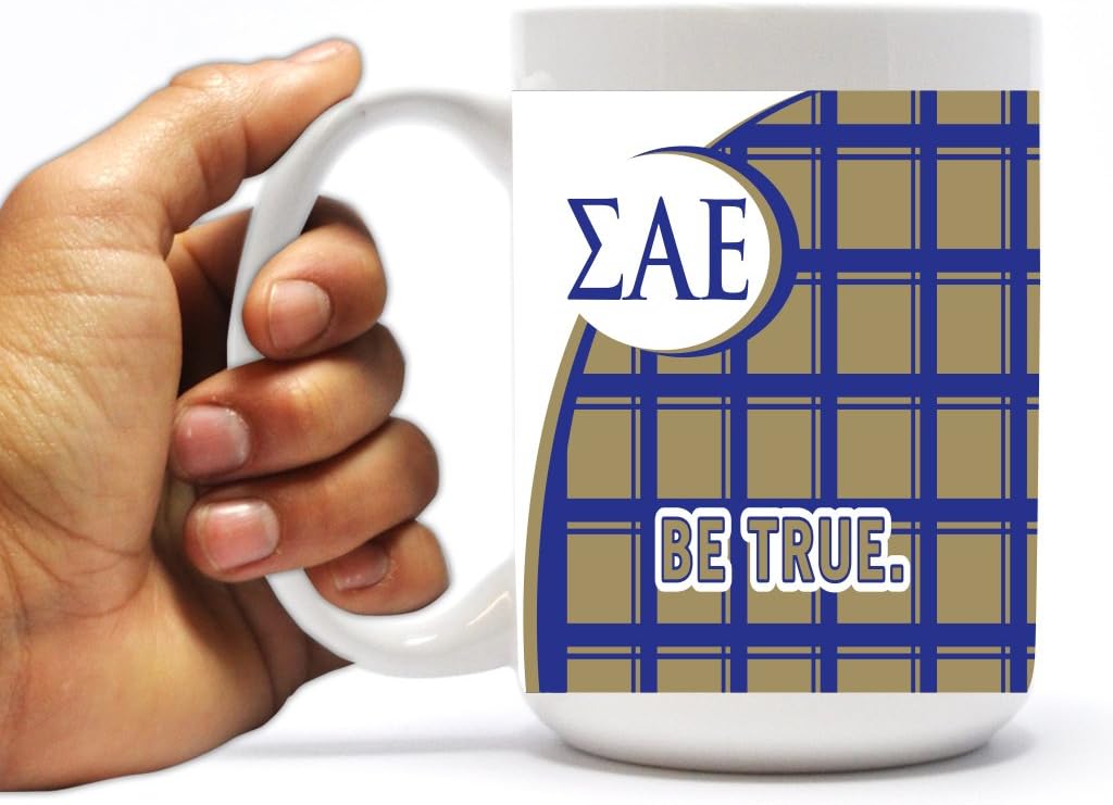 VictoryStore Ceramic Mugs - Sigma Alpha Epsilon,Be True Plaid Coffee Mug, 15 ounces