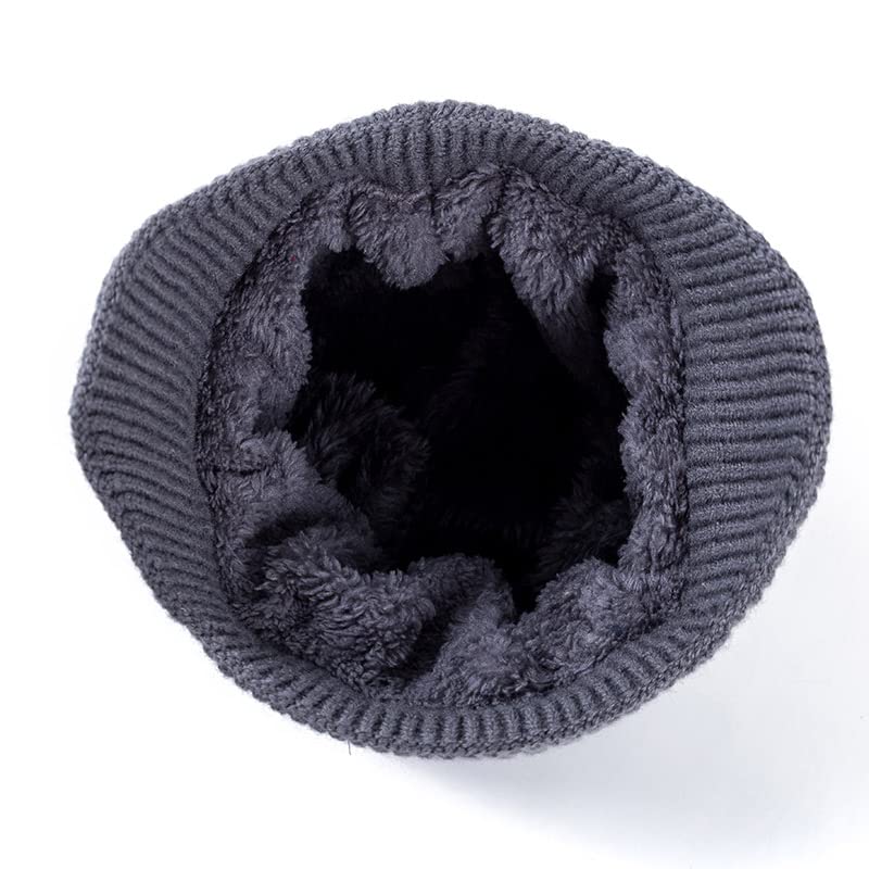 LEMITA Bonnet d'hiver doux pour homme et femme avec cache-oreilles, Navy Blue Set, taille unique