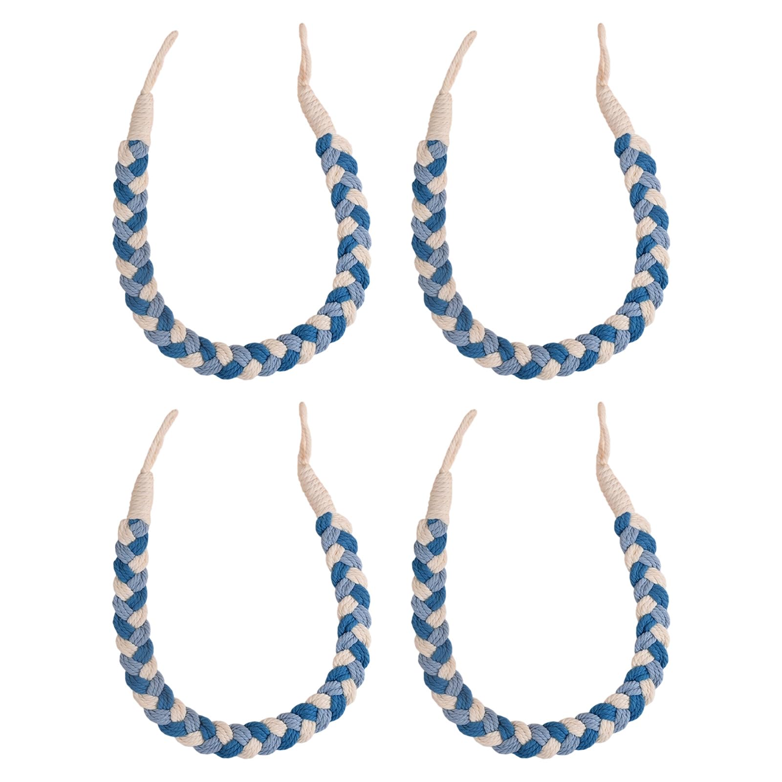 Pangboer Blue And White Bedroom Curtain Drape Tiebacks Set Of 4, Braided Textile Rope Holdbacks With Wraparound Design For Living Room Panels Curtain Tie Rope Drapery Holdbacks Wraparound Panel Ties Home Decor Indoor Drape