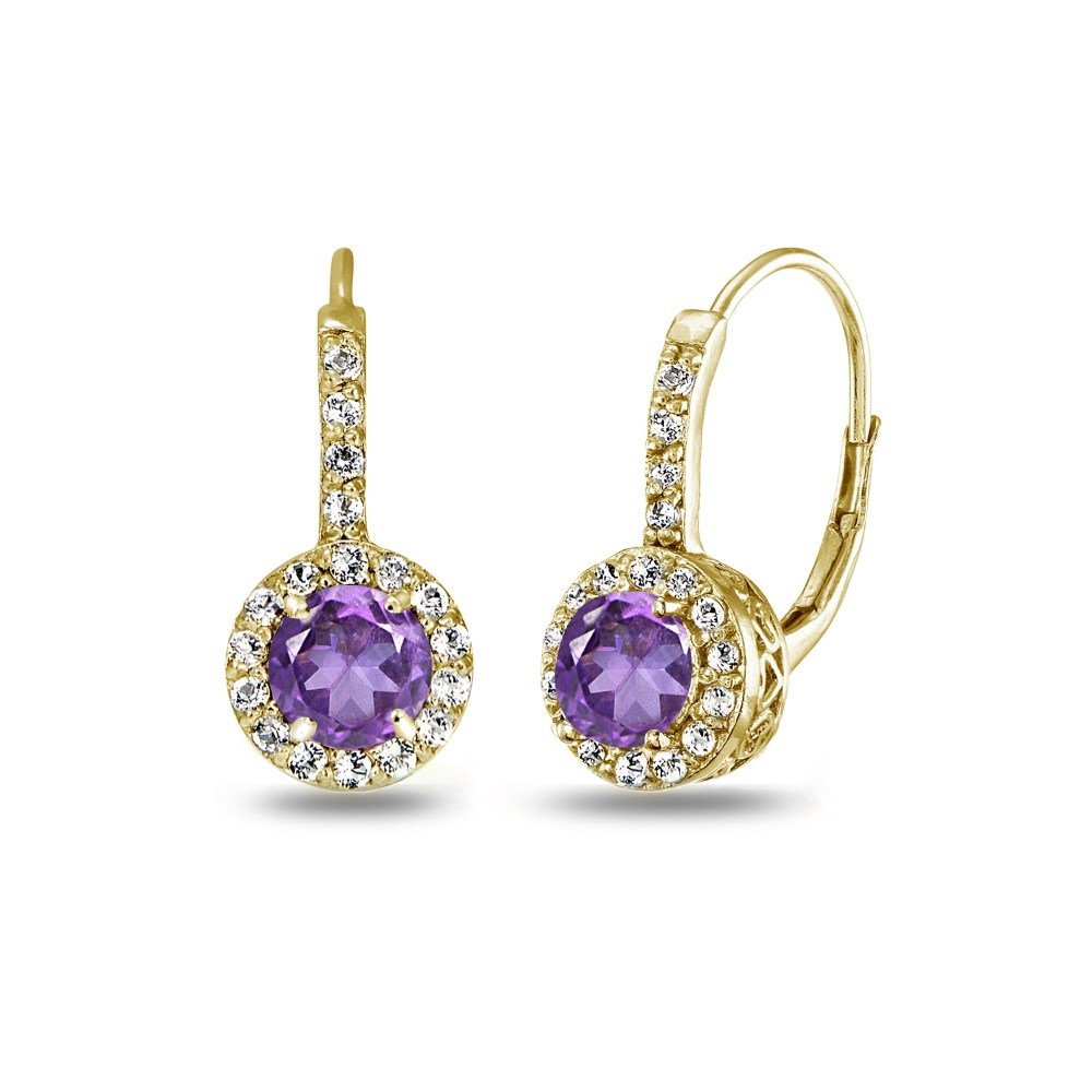 Boucles D'oreilles Dormeuses Rondes Halo Cristaux - Laiton Doré, Neuves Sans Emballage