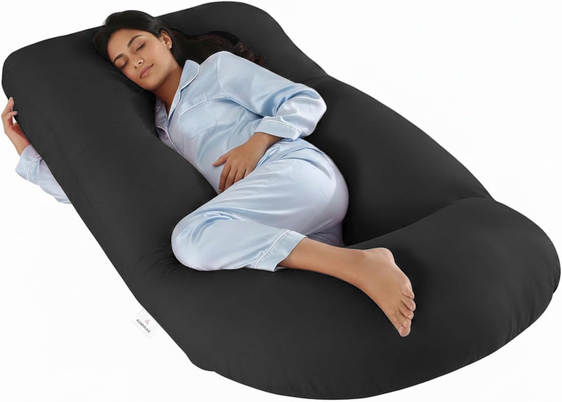 J-Shape Pregnancy Pillows for Sleeping, Maternity Support, Nursing | Multipurpose Pillow for Back, HIPS, Legs, Belly Support with Removable Washable Velvet Cover, Grey