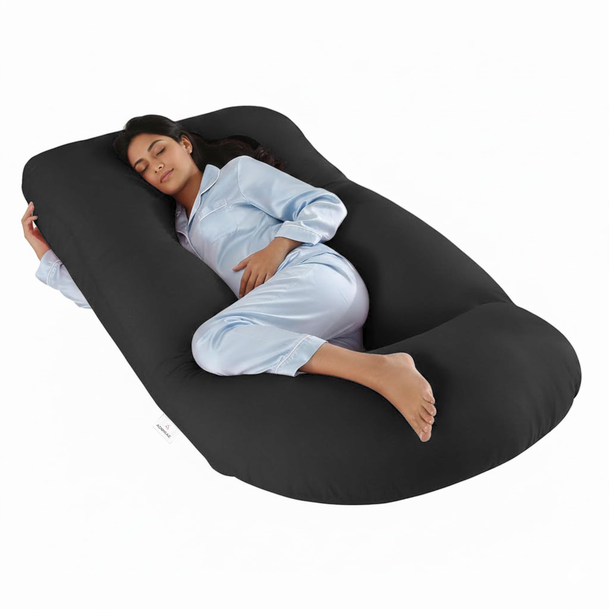 J-Shape Pregnancy Pillows for Sleeping, Maternity Support, Nursing | Multipurpose Pillow for Back, HIPS, Legs, Belly Support with Removable Washable Velvet Cover, Grey