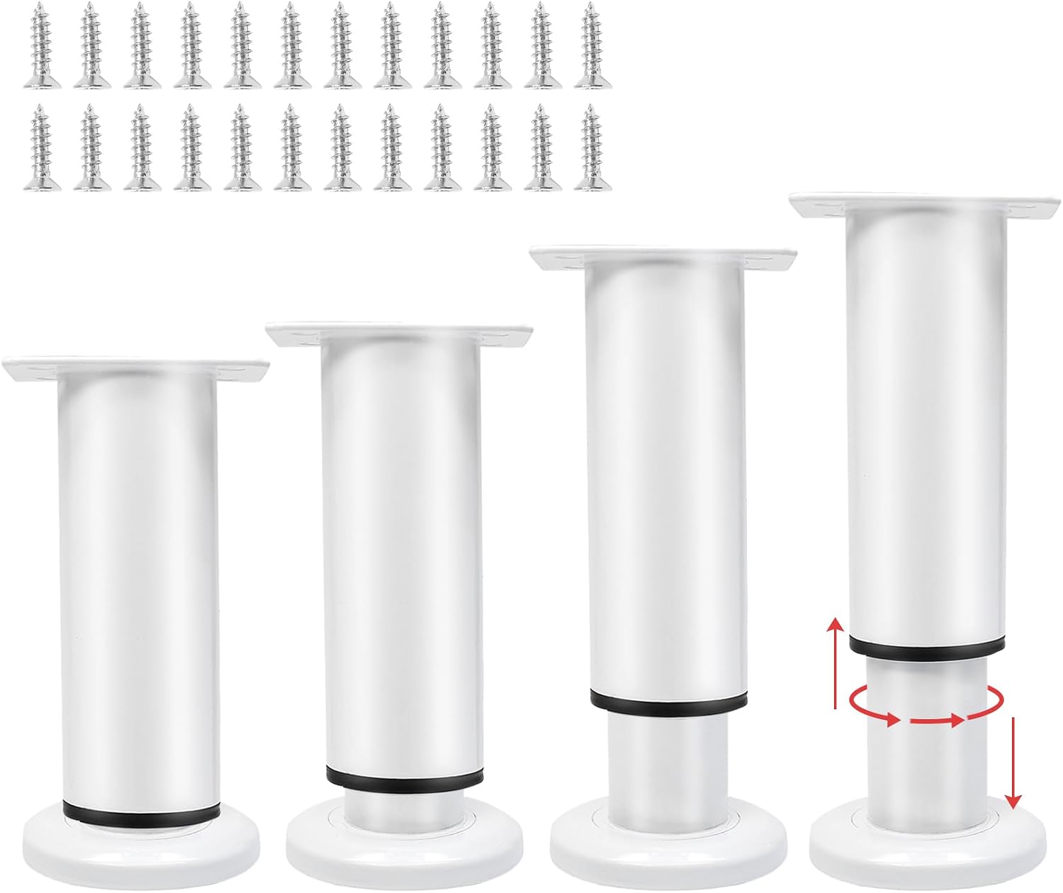 Uenhoy Set of 4 Adjustable Furniture Legs 4.72-7 Inch Metal Heavy Duty Cabinet Legs for Chair Table Dresser Sofa Couch Bed, Furniture Support Legs, Furniture Feet Replacement, White