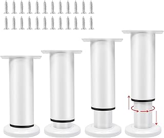 Uenhoy Set of 4 Adjustable Furniture Legs 4.72-7 Inch Metal Heavy Duty Cabinet Legs for Chair Table Dresser Sofa Couch Bed, Furniture Support Legs, Furniture Feet Replacement, White