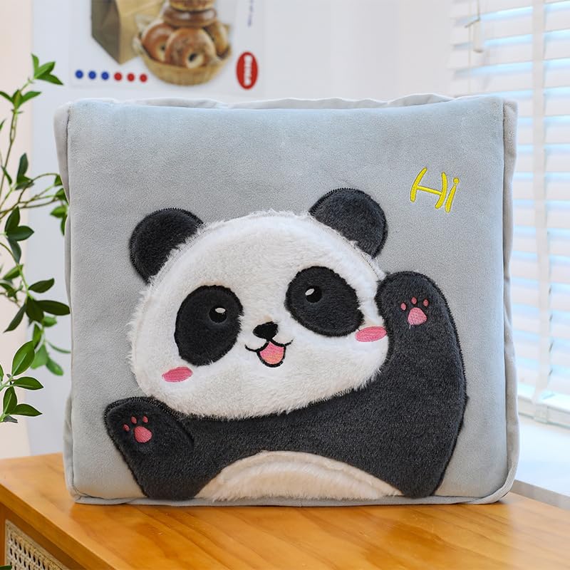Panda Kuscheldecken, Decke und Kissen Kuscheltier Plüsch Plüsch Kopfkissen Decken Sofa Weiche Flauschige Decken Cartoon Fleecedecken Flauschige Kuscheldecke Decke Reisedecke (110 * 160CM)