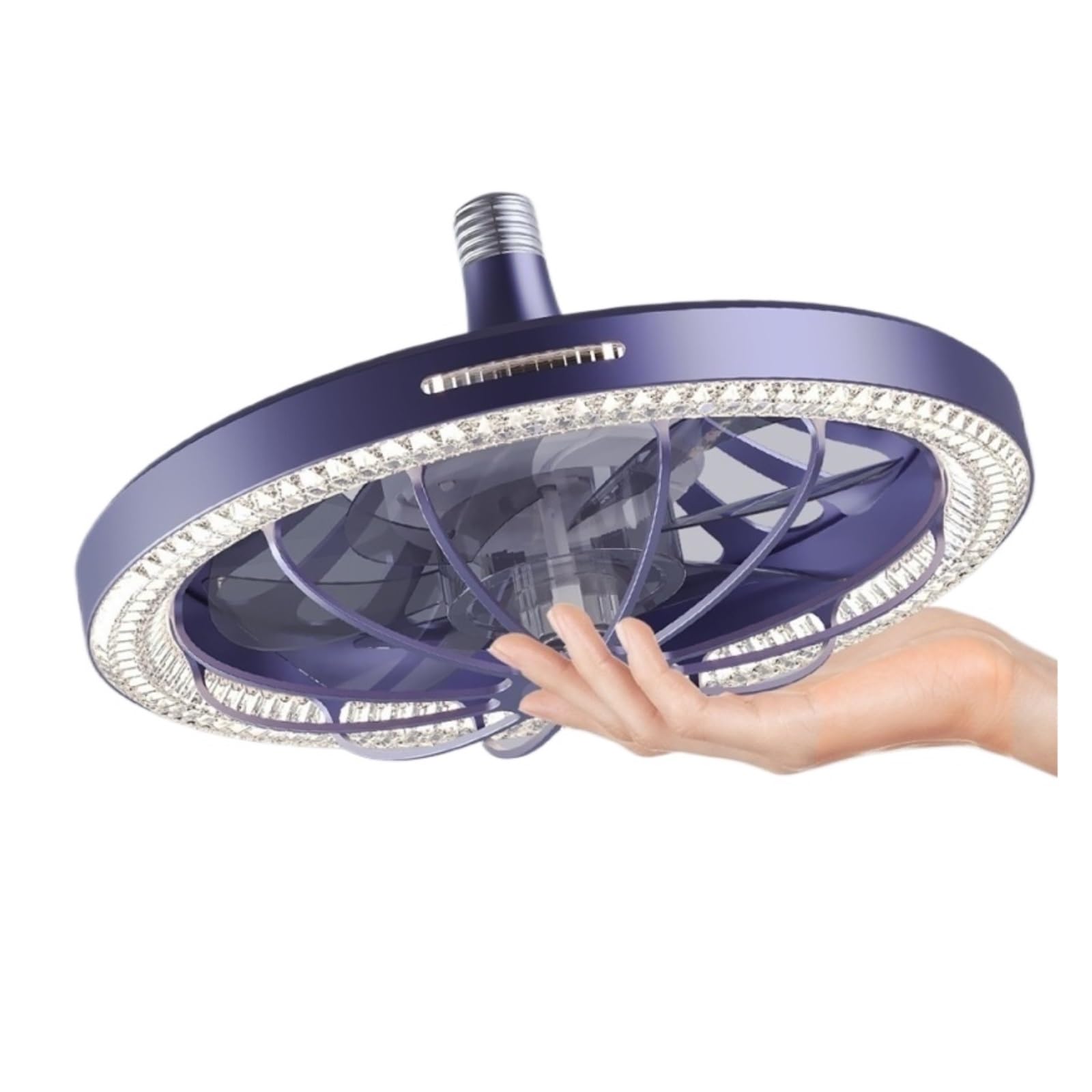 ERETYRET Fan Lamp Dimmable Living Room Bedroom Small Quiet Cooling(Purple)