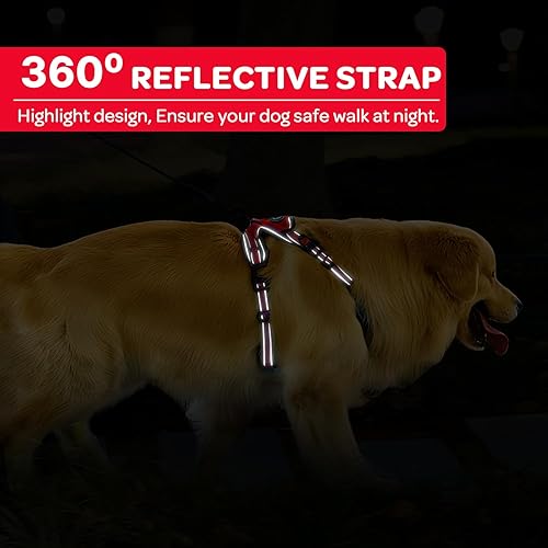 Miniatura 55 de FURRYFECTION Arnés a cuadros para perros medianos Arnés reflectante sin tirones para mascotas Arnés ajustable para perro sin estrangulamiento