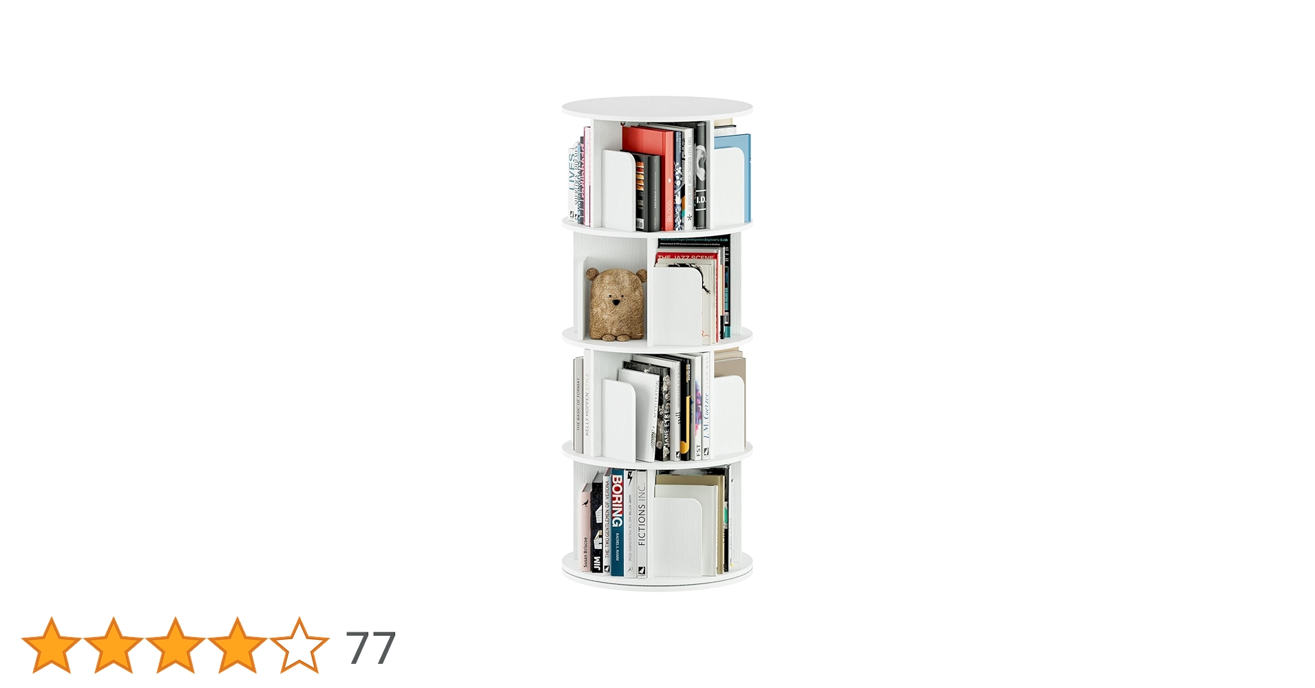 本棚 回転式本棚 大容量 4段 A4が入る高さ 白 漫画絵本棚 61b7Ojeg6LL.jpg_BO30,255,255,