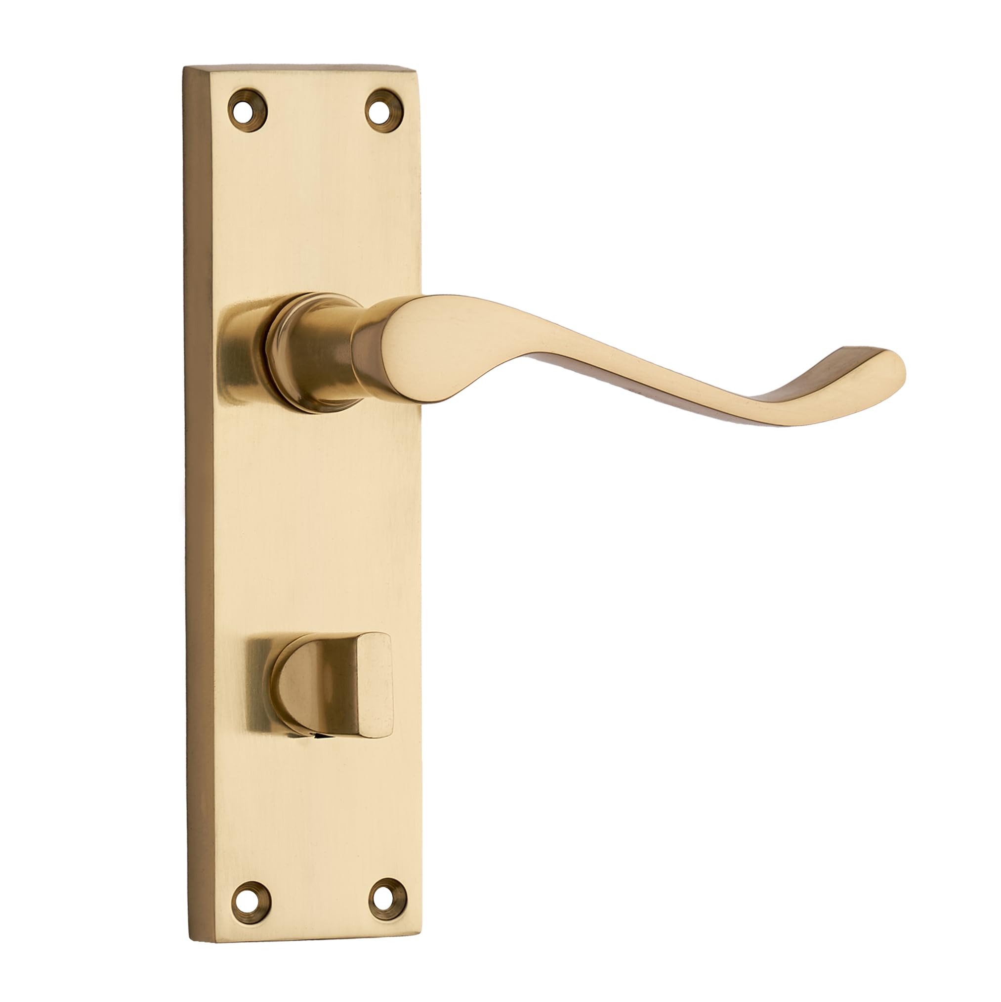 Designer Levers - Victorian Scroll Lever Door Handles - Polished Brass - 1 Pair - Bathroom Locking Door Handle - with Thumbturn