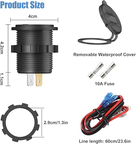 Miniatura 5 de Enchufe de cargador de coche USB C de 12 V, 38 W 12 V USB de repuesto para encendedor de cigarrillos con puerto USB PD 3.0 y QC 3.0, salida USB