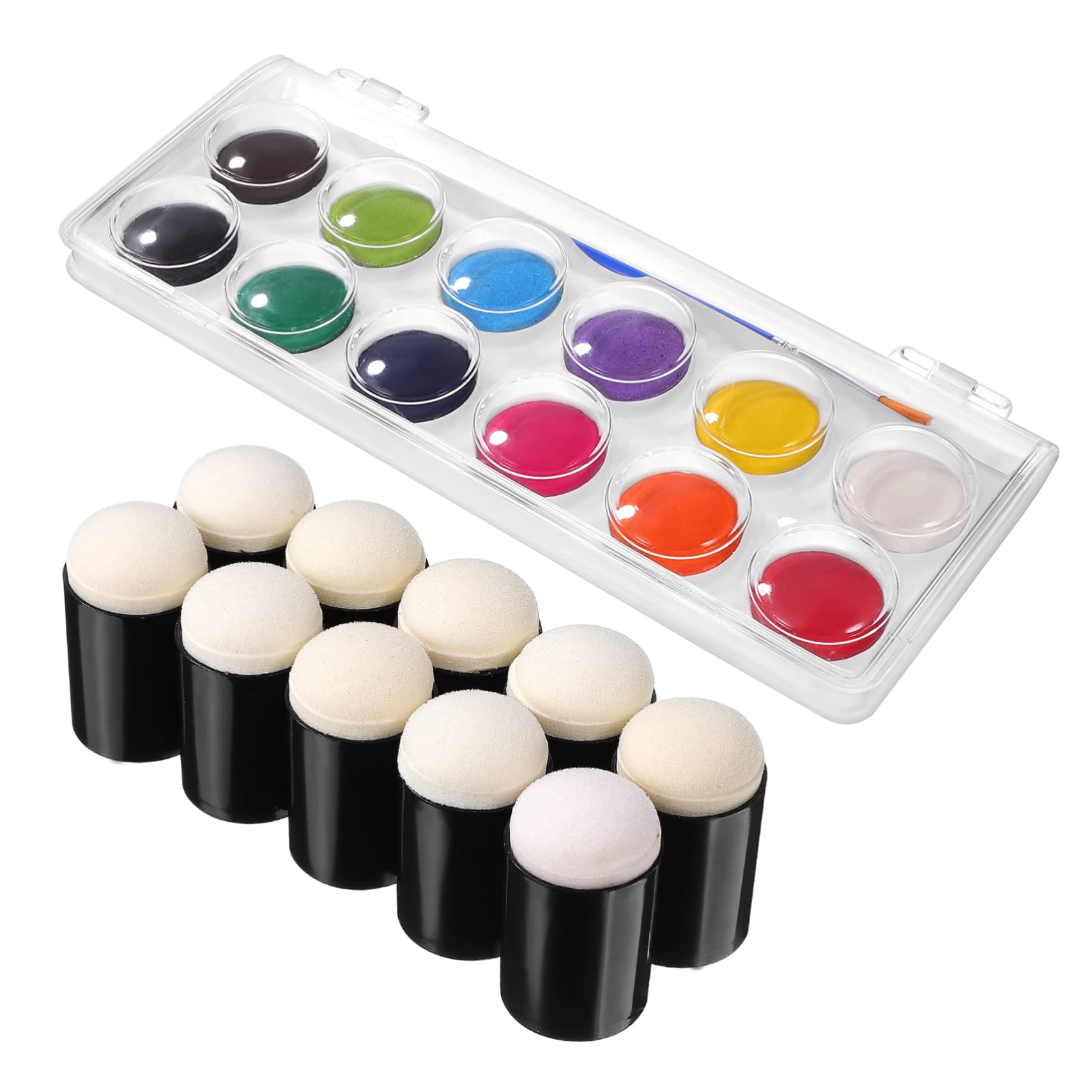 ERINGOGO 10 Pcs Sponge Dauber Set with Watercolor Paint Set Vibrant Colors for Finger Painting Crafting and Art Projects for Adults Creativity