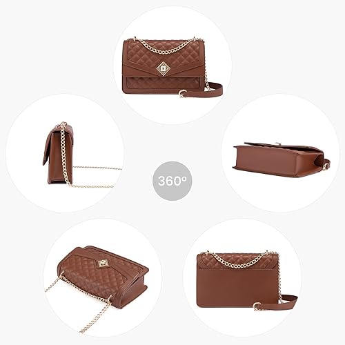 Miniatura 8 de LOVEVOOK Bolsos cruzados para mujer de cuero con estampado acolchado, bolso de hombro con correa de cadena, cartera de moda, bolso de noche para