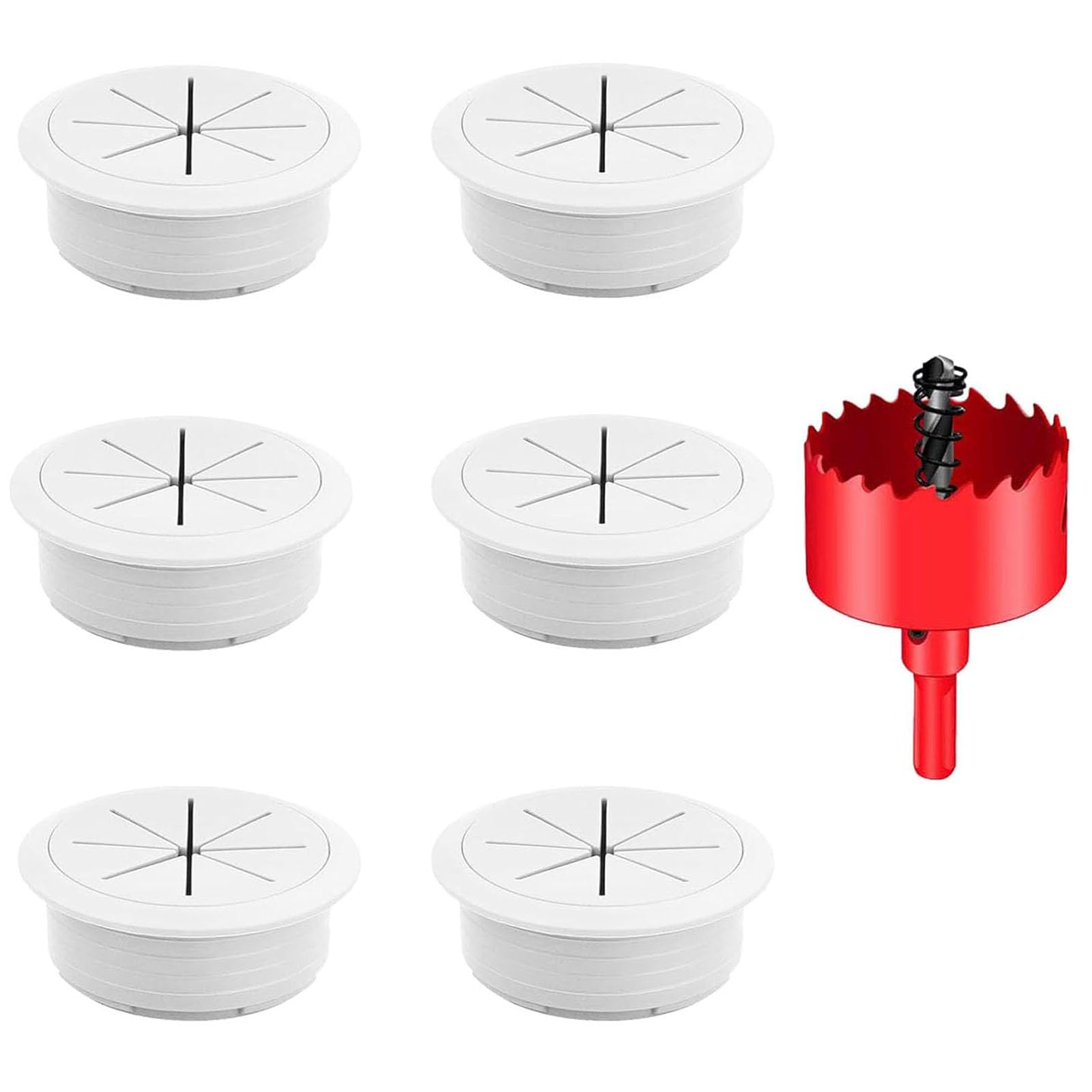 Desk Grommets - 6 White Cable Covers -16 Desk Grommets - 6 White Cable Covers -16