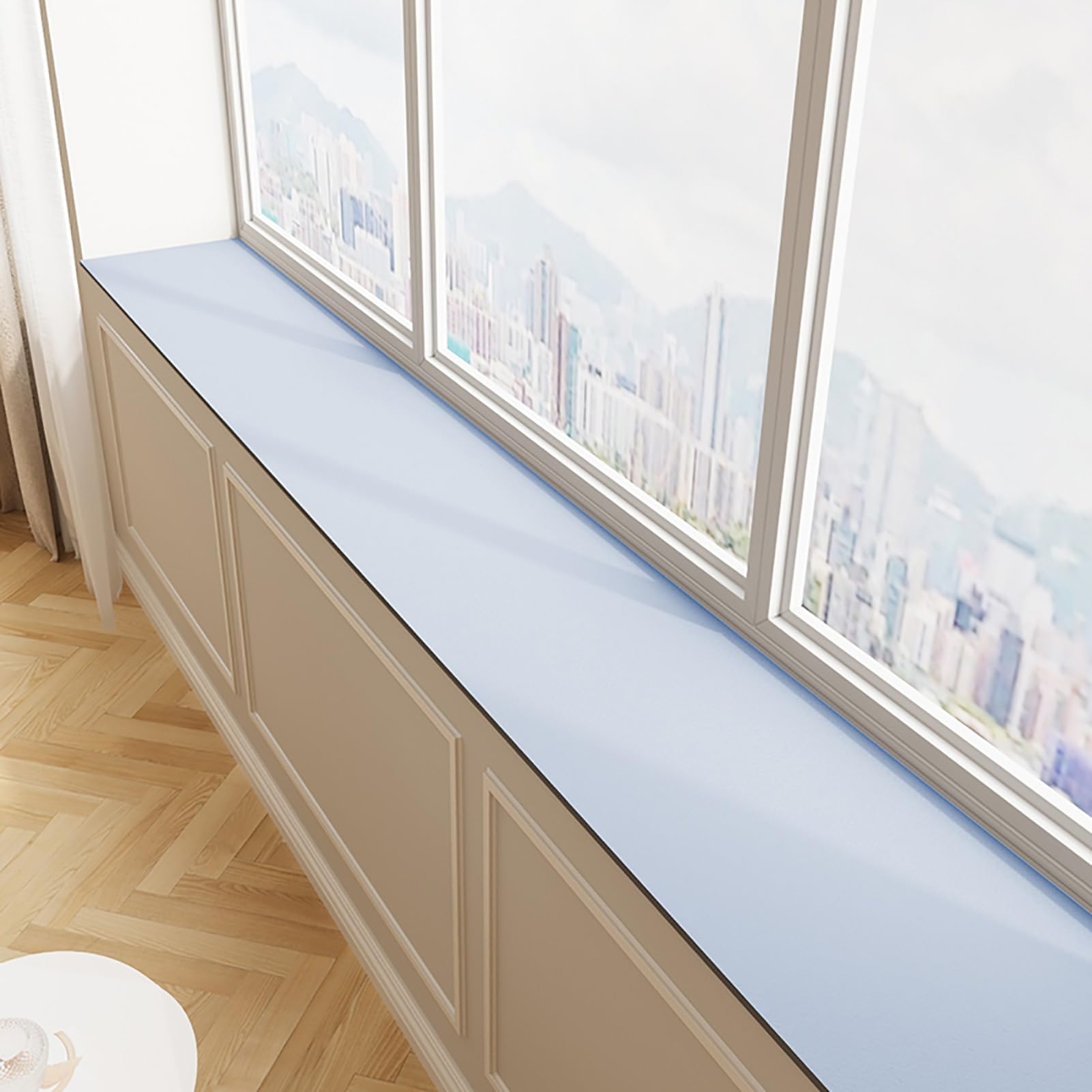 Dailify Cuttable Window Sill Pad Protector Mat, Waterproof Window Sill Remodel Protective Cushion Custom Size, Pure Colour Bay Window Cover Pads(Blue,150x40cm (59.1x15.7))