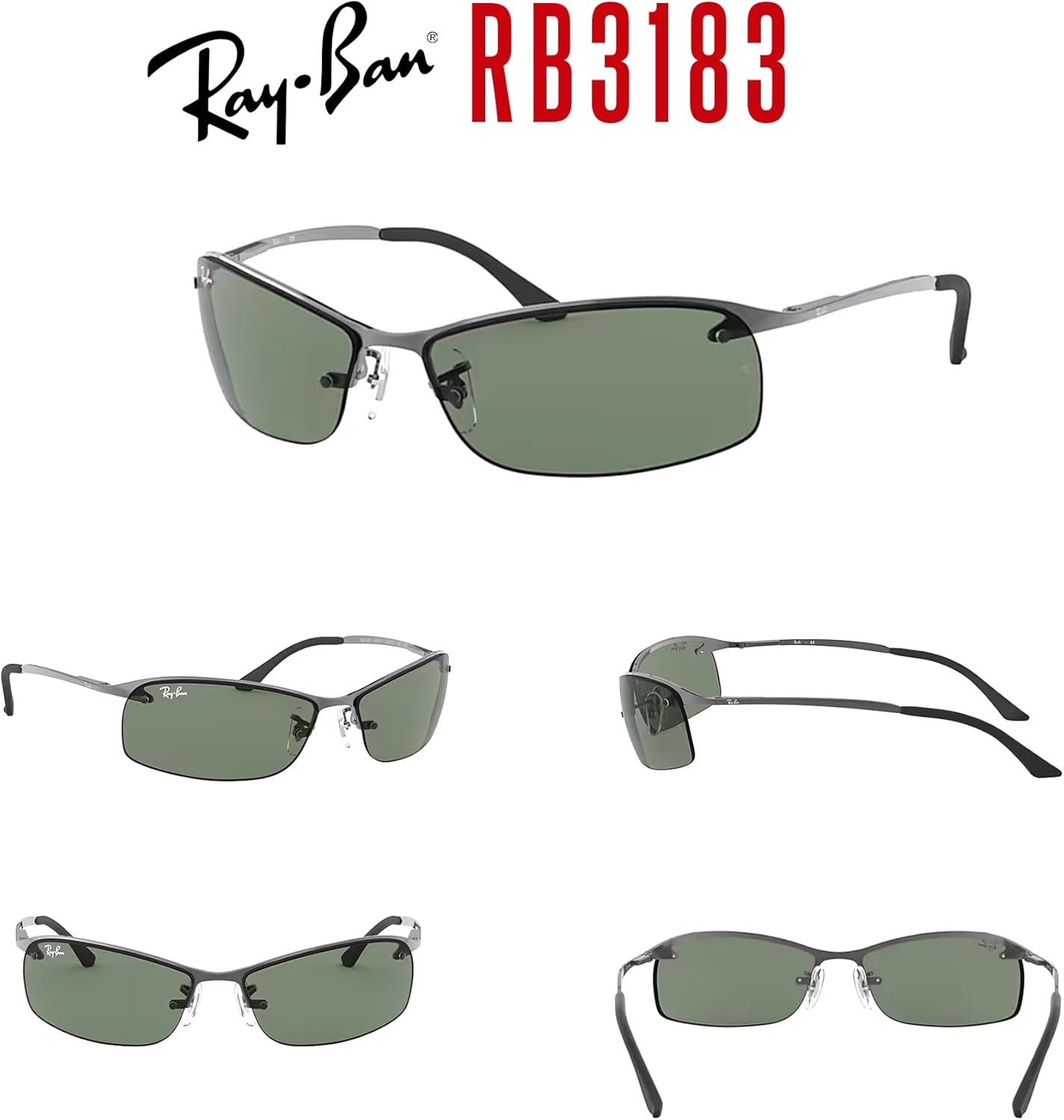 Ray-Ban RB3183 Rectangular Sunglasses For Men +BUNDLE with ACCESSORY EYEWEAR KIT