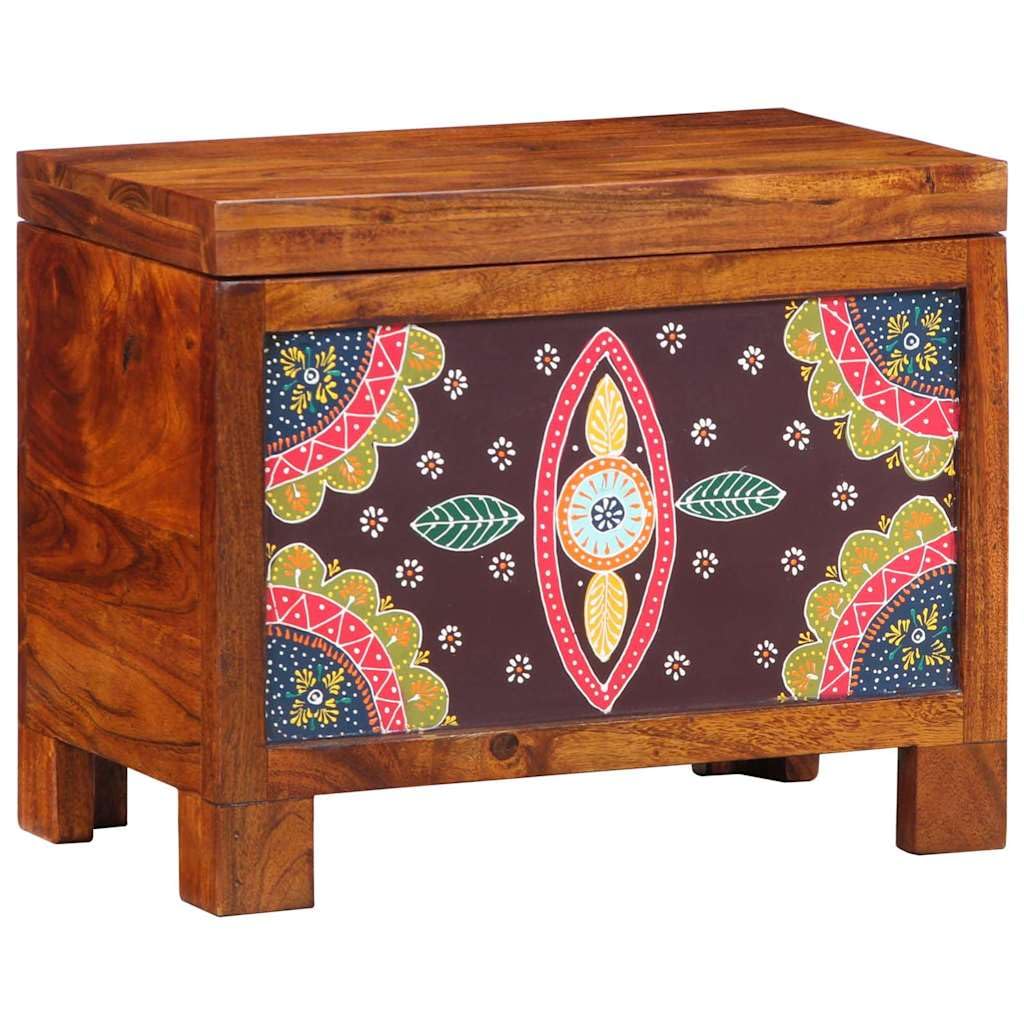 Boîte de rangement rectangulaire en bois d'acacia massif - Multicolore - 50 x 30 x 40 cm
