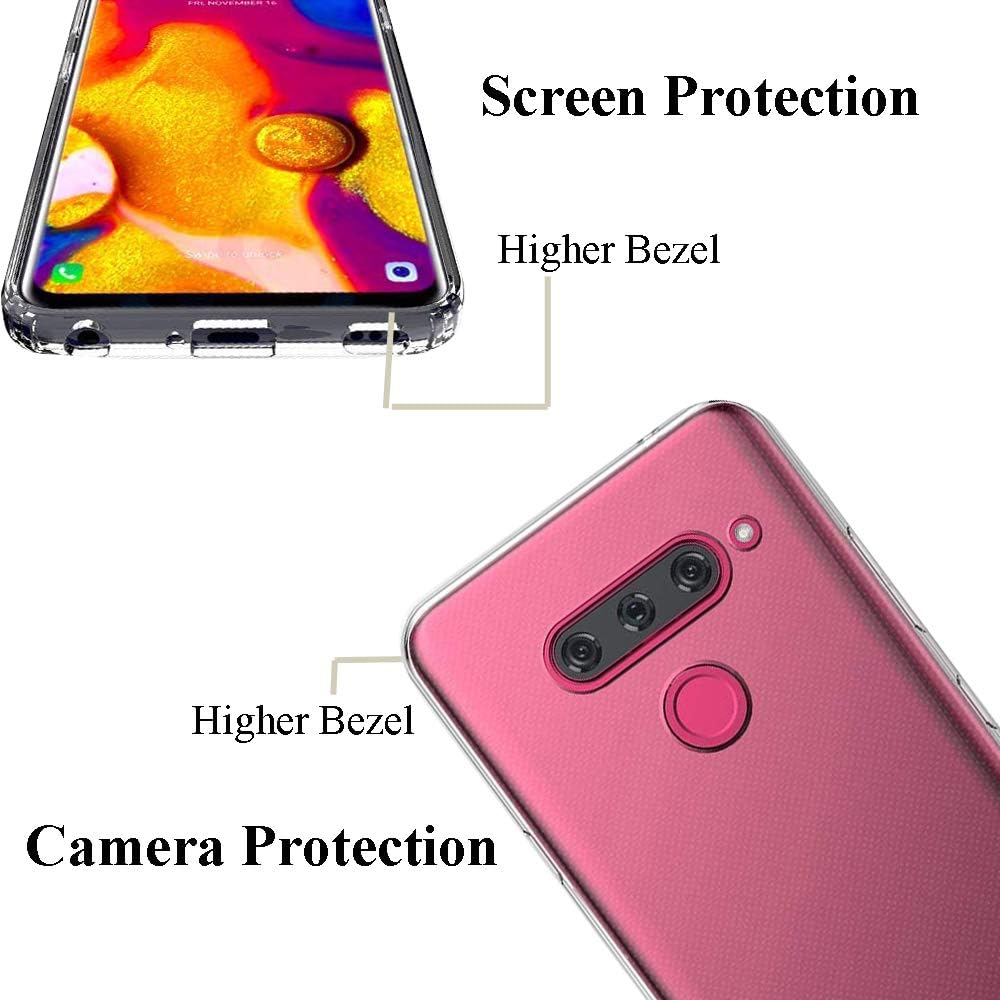 Unov Case Compatible with LG V40 ThinQ Case Clear with Design Soft TPU Shock Absorption Slim Embossed Pattern Protective (Leaves Lyrics)